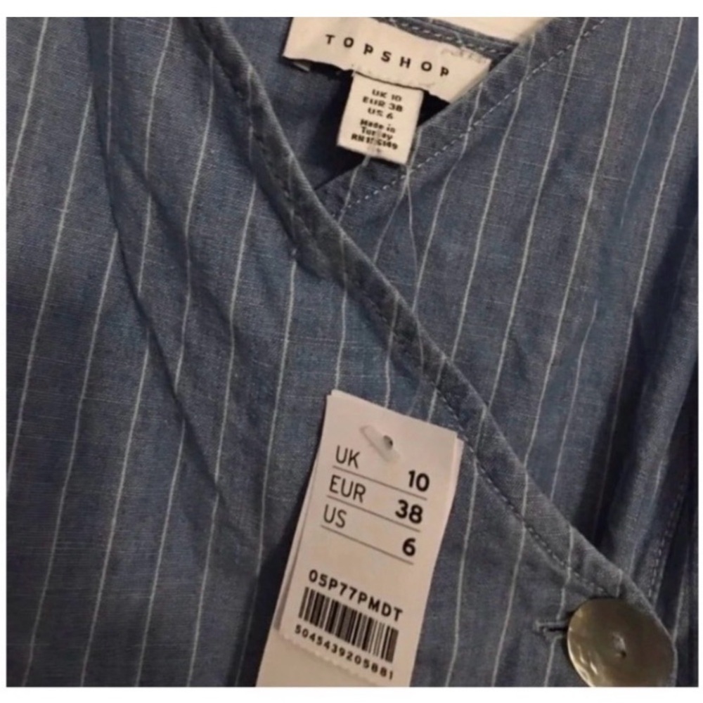 TOPSHOP Chambray Striped Mini Dress - Picture 7 of 9